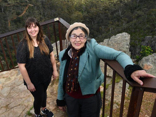 23/8/20.  UniSA researchers Jacynta Anderson and Joan Gibbs at Morialta Conservation Park - they have just completed a study on "The Vegetation of Morialta". Picture: Keryn Stevens