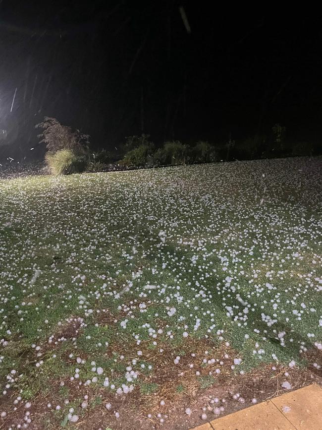 Hail stones which caused damage to crops near Horsham.