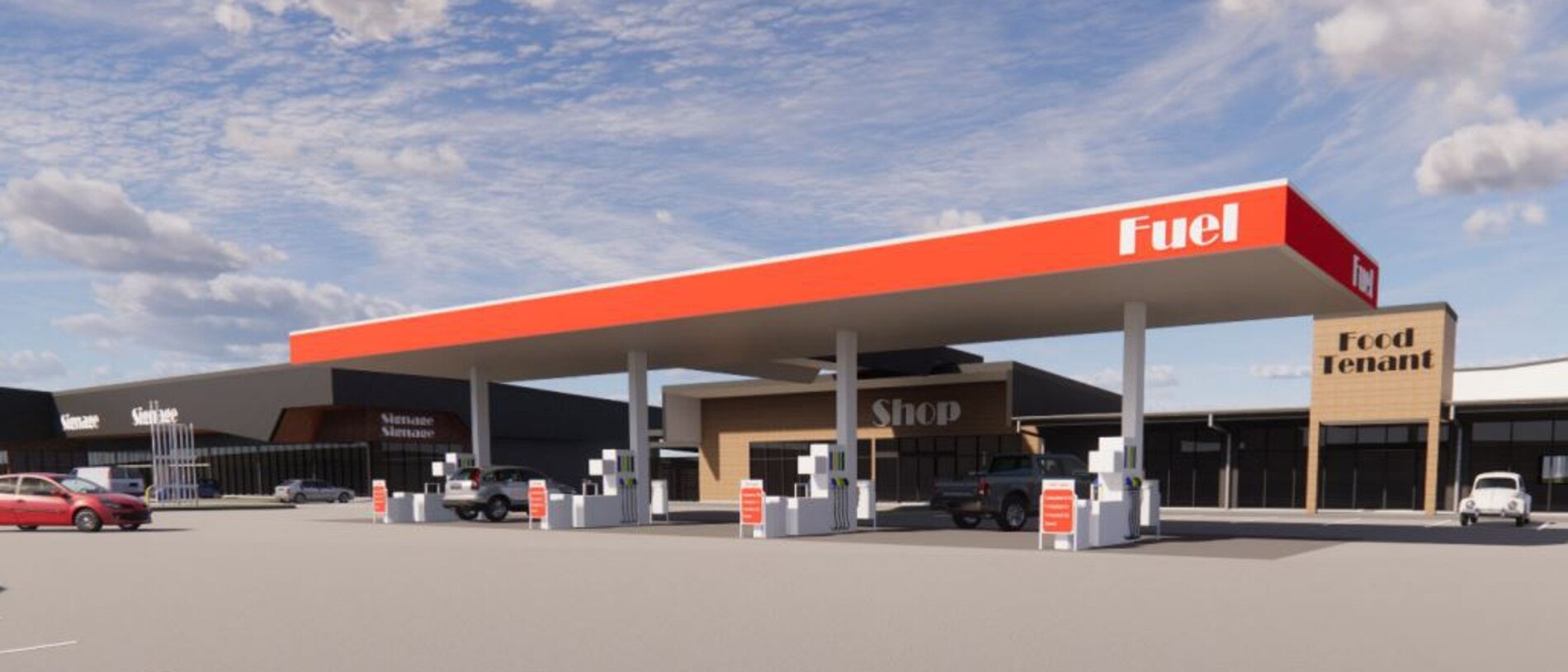 An artist‘s impression of the service station and adjoining fast food restaurant proposed for the Redbank Plains site.