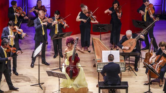 Lixsania Fernandez performing the Graun viola da gamba concerto. Picture: Steven Godbee