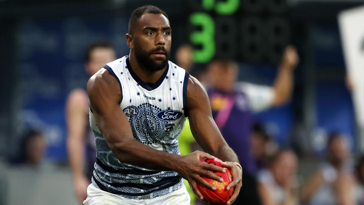 Esava Ratugolea of the Cats. Picture: Will Russell/AFL Photos via Getty Images