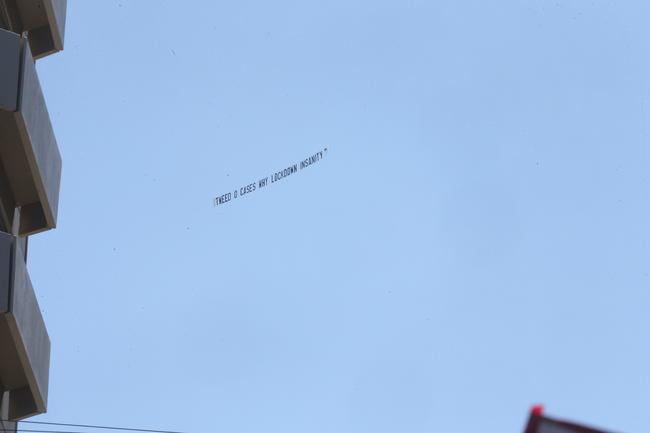 People in the Tweed are protesting the border restrictions. 22 August 2021 Coolangatta Picture by Richard Gosling