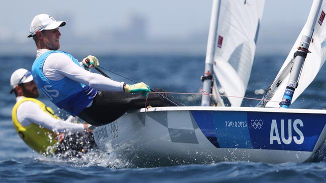 Matt Wearn of Team Australia competes in the Men's Laser class on day six of the Tokyo 2020 Olympic Games. Picture: Getty Images