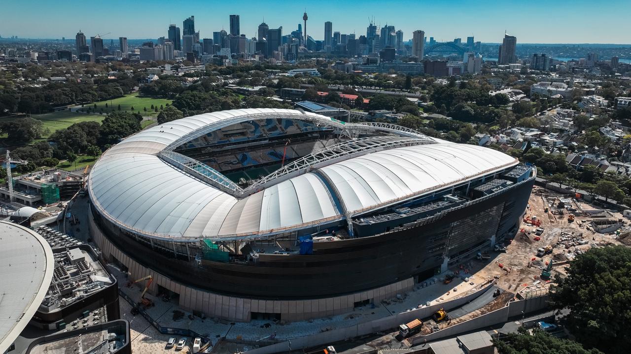 The new Sydney Football Stadium is nearing completion, with the last parts of the roof now in place.