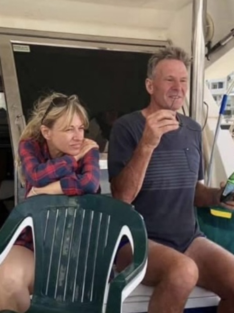 Brown and Newman together on a boat.