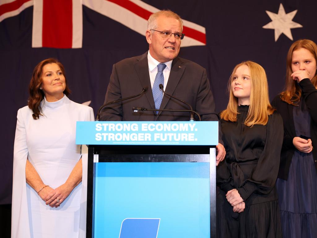 Scott Morrison conceded defeat on Saturday night as the Coalition failed to win over Australians for a fourth consecutive time. Picture: Asanka Ratnayake/Getty Images