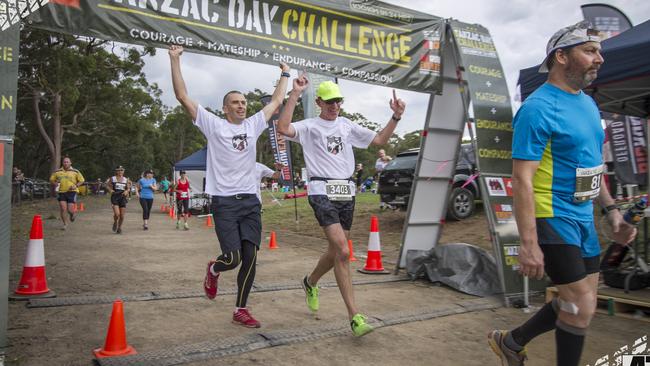 Competitors at the finish line of the Anzac Day Challenge.