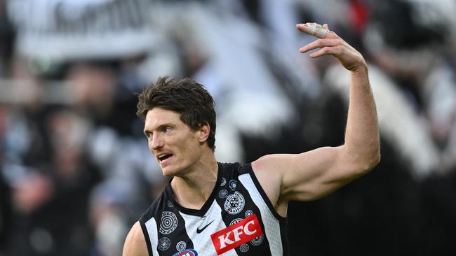 Brody Mihocek celebrates one of his four goals. Picture: Getty Images