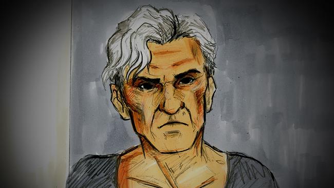 A court sketch of former AFL player and coach Dani Laidley during a bail hearing at Melbourne Magistrates Court on May 11, 2020. Picture: AAP Image/Nine News