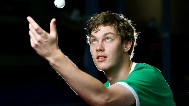 Samuel von Einem trains at Woodville District Table Tennis club. Picture: Mark Brake