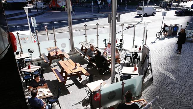 August 2019: Eagle Street Pier and Riverside al fresco dining areas. Picture: AAP Image/Claudia Baxter