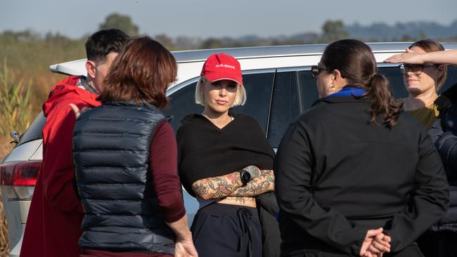 Georgie Purcell from the Animal Justice Party attends the opening of the duck hunting season. Picture: Brad Fleet