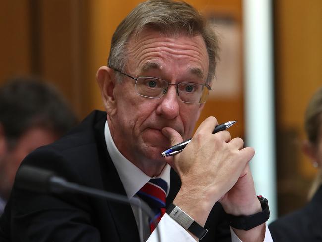 Murray-Darling Basin Authority, Chief Executive Phillip Glyde appearing at a Senate Estimates hearing at Parliament House in Canberra. Picture Kym Smith