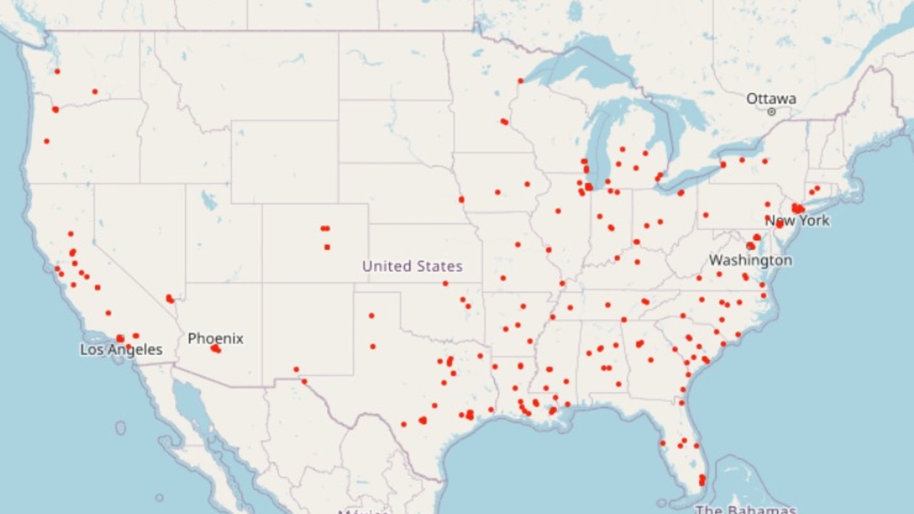 Mass shootings in the United States this year. Picture: Gun Violence Archive