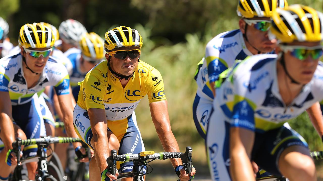 AIX-EN-PROVENCE, FRANCE - JULY 04: Simon Gerrans (C) of Australia and Orica Greenedge starts stage six of the 2013 Tour de France, a 176.5KM road stage from Aix-en-Provence to Montpellier, on July 4, 2013 in Aix-en-Provence, France. (Photo by Bryn Lennon/Getty Images)