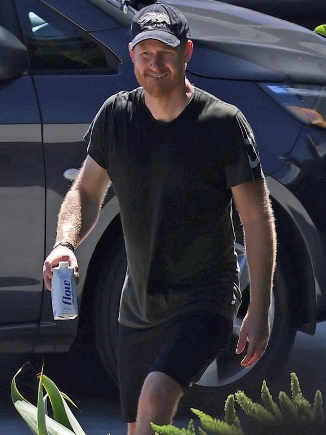 Harry worked up a sweat during the exercise session. Picture: BACKGRID