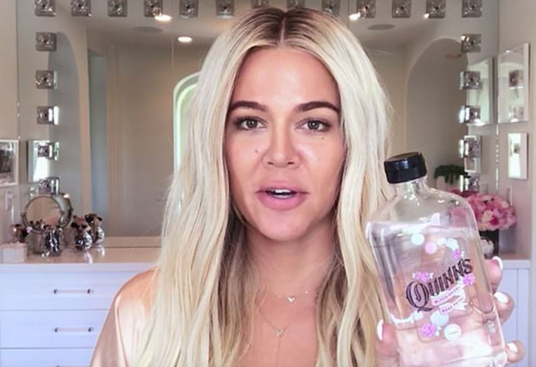 Khloe Kardashian revealed she used Australian brand Quinn’s in her skincare routine, with the $20 product selling out instantly. Picture: Vogue