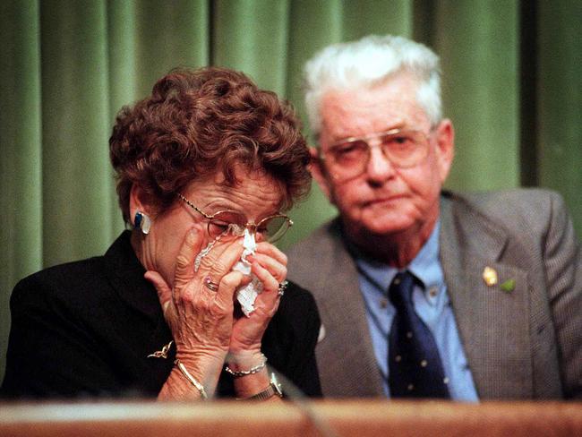 Marilyn Wallman’s family including parents Daphne and John, pictured above in 1999, have never given up their drive to find out what happened to her. Pic: Steve Pohlner