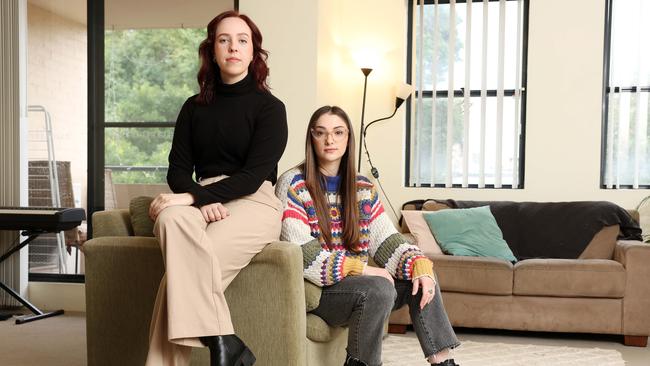 Tenants Hayley Barnett and Kirby Pascoe said rental availablity was a problem and knowing homes that could be rented were empty was frustrating. Picture: Tim Hunter.