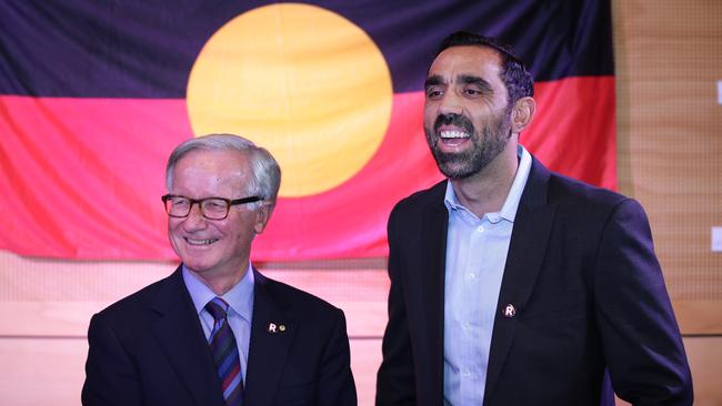 Human rights advocate and Senior Australian of the Year Fred Chaney with Adam Goodes after their addresses.