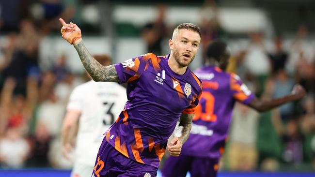 Socceroos striker Adam Taggart is set to be involved in Australia Cup action for Perth on Wednesday night. Picture: James Worsfold/Getty Images