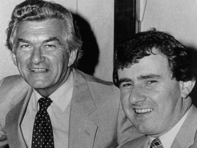 Simon Crean with then prime minister Bob Hawke.