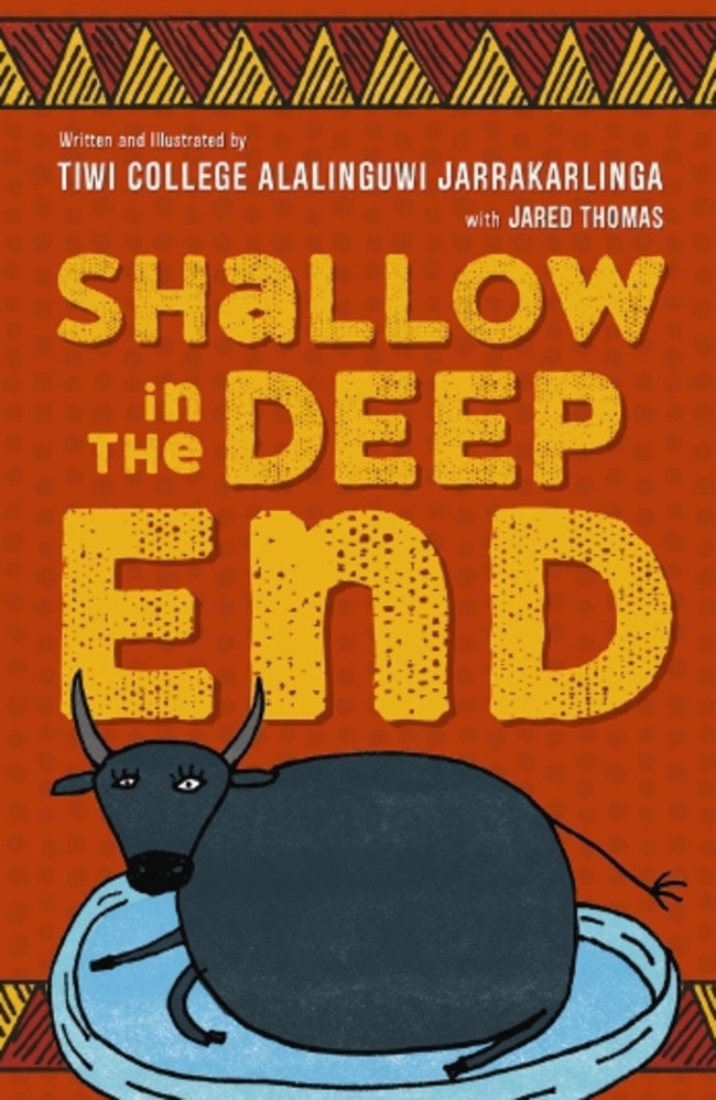 Shallow in the Deep End written and illustrated by Tiwi College Senior girls with ILF ambassador Jared Thomas and published by Scholastic Australia through the ILF Create Initiative. Picture: Supplied