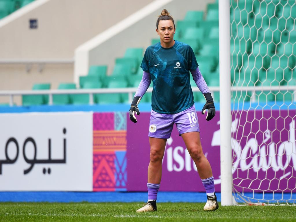 Matildas goalkeeper Mackenzie Arnold says it has been challenging leading her club West Ham. Picture: Tolib Kosimov/Getty Images