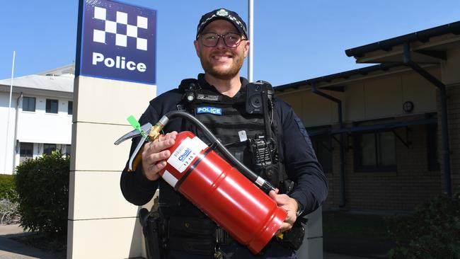 First-year Queensland Police Service Constable Alexander Campbell outside the Ingham Police Station, Hinchinbrook, on Tuesday. Picture: Cameron Bates