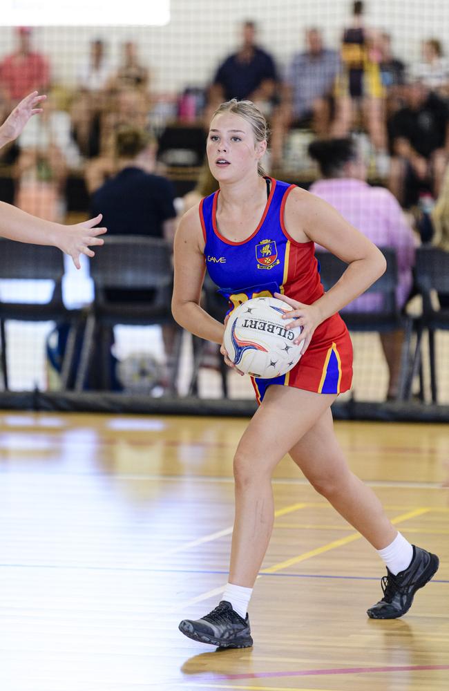 Milla Fitzpatrick of Downlands in the Laura Geitz Cup netball carnival at The Glennie School, Sunday, March 16, 2025. Picture: Kevin Farmer