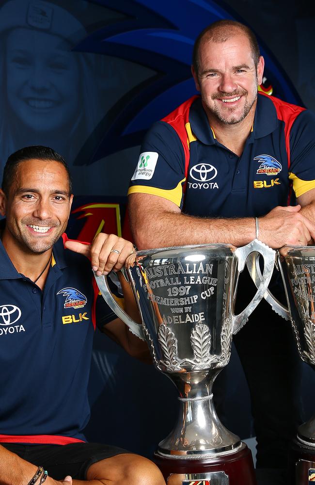 McLeod and Ricciuto before Adelaide’s Hall of Fame induction in 2015. Picture: Sarah Reed.