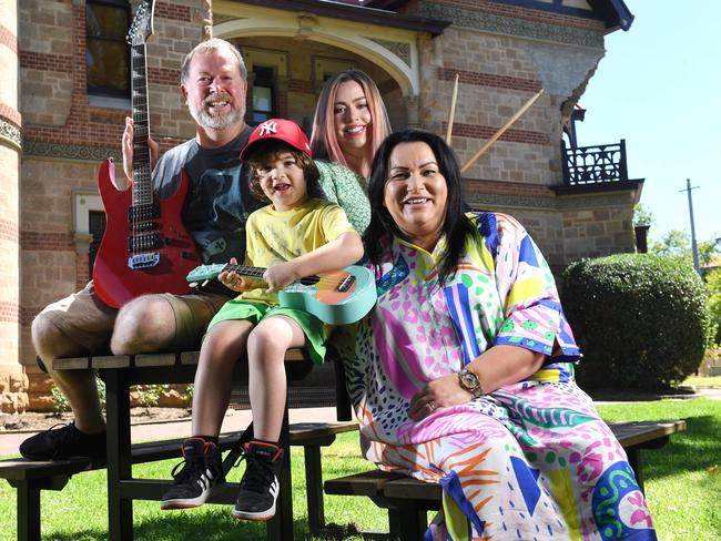 Greg Ireland’s dad and sister Greg and Maddie with Magda Pearce, Lukasz Klosowski’s mother, and Magda’s son Ricky. Picture: Tricia Watkinson