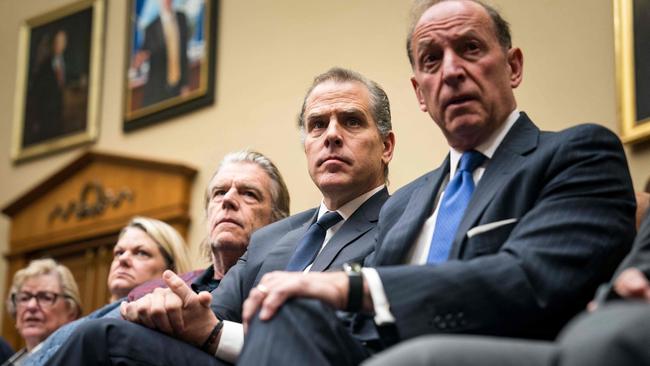 Hunter Biden and his lawyer Abbe Lowell attend a House oversight committee meeting in Washington on Wednesday. Picture: AFP