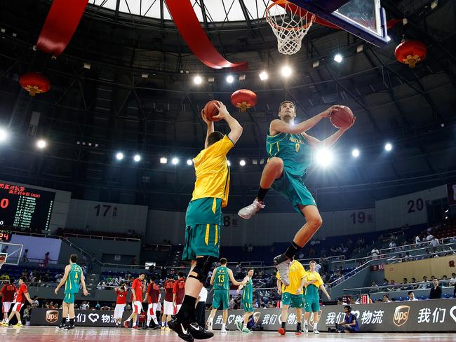 Jack McVeigh warms up before the 2014 Sino-Australia Men's International Basketball Challenge match between the Australian Boomers and China at Liyang City Stadium on June 8, 2014 in Changzhou, China. Picture: Lintao Zhang/Getty Images