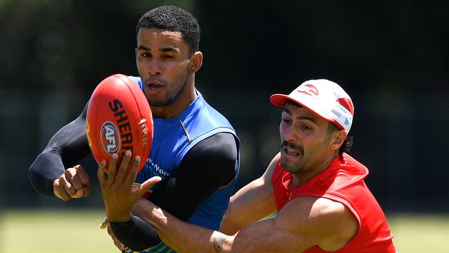 Touk Miller produced scores of 140 and 149 in Gold Coast’s two pre-season wins. Picture: Albert Perez/AFL Photos/via Getty Images