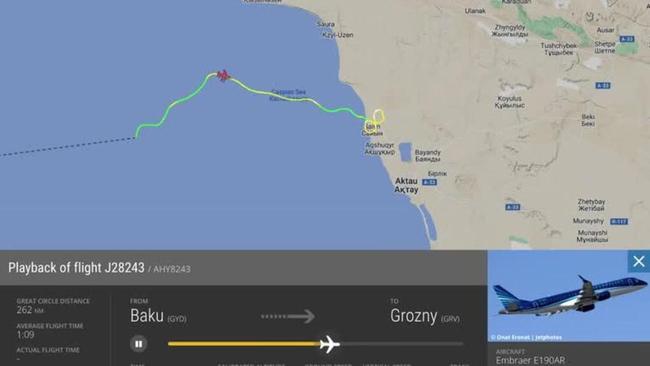 Aircraft Tracker Shows Path of Doomed Azerbaijan Airlines Flight