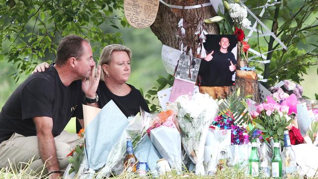 Kim and Brett Morris on Washington ave Niagara Park where there son Rhys died in a car crash. Picture: Sue Graham