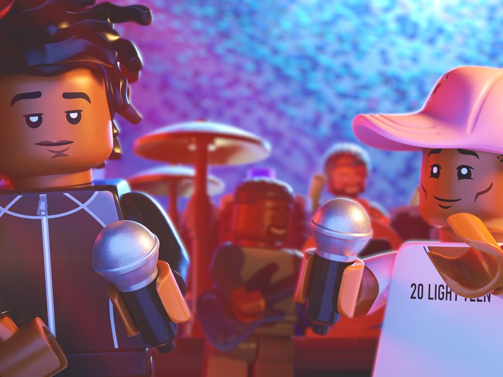 Jay-Z and Pharrell Williams in Lego form in Piece By Piece.