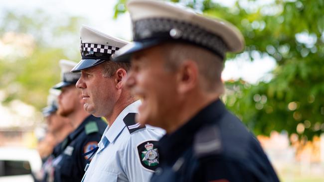 The National Police Remembrance Day March: The Northern Territory (NT) Police Force, Australian Federal Police (AFP), Military Police and Colours, both serving and retired police officers marched through Darwin to commemorate the force. Photograph: Che Chorley