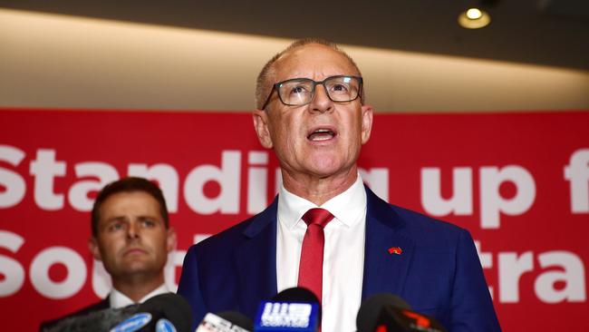 Premier Jay Weatherill and Transport Minister Stephen Mullighan. Picture: Tom Huntley