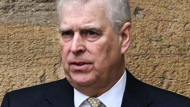 Britain's Prince Andrew, Duke of York reacts as he arrives at St. George's Chapel, Windsor Castle, to attend the Easter Mattins Service, on March 31, 2024. (Photo by JUSTIN TALLIS / AFP)