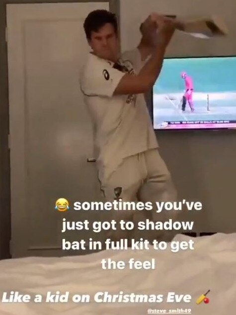 Dani Willis posts hilarious clip of Steve Smith shadow batting in full kit in hotel room