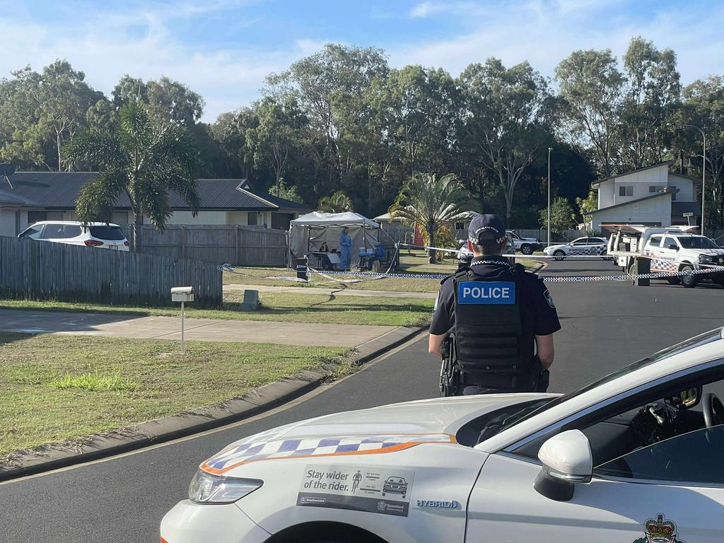 Police outside the Moore Park Beach home where three-year-old Sophia was allegedly stabbed to death by her mother, Lauren Ingrid Flanigan, 32.
