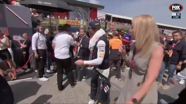 Reporter dragged away from interviewing Max Verstappen