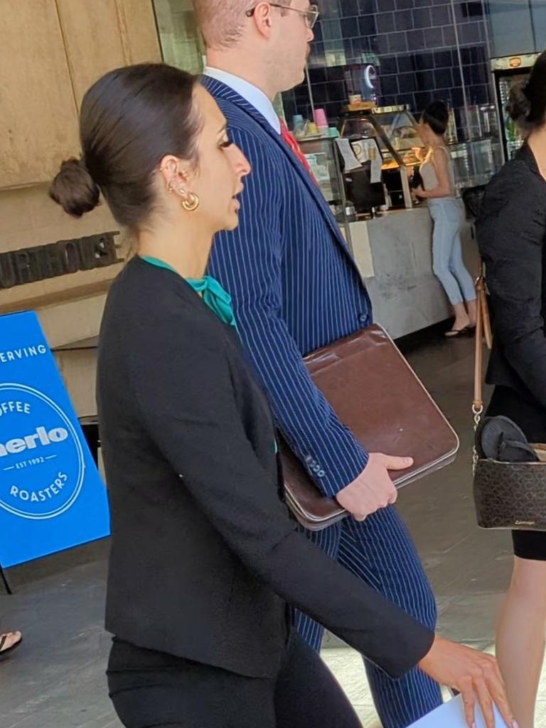 Lauren Taylah Hess, 23, leaving the Ipswich Courthouse on September 9, 2023, with her lawyer Cade Banditt. Picture: Nicola McNamara