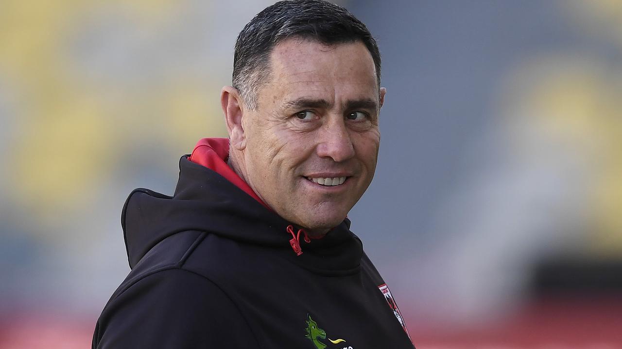 TOWNSVILLE, AUSTRALIA - SEPTEMBER 06: Dragons assistant coach Shane Flanagan looks on before the start of the round 17 NRL match between the North Queensland Cowboys and the St George Illawarra Dragons at QCB Stadium on September 06, 2020 in Townsville, Australia. (Photo by Ian Hitchcock/Getty Images)