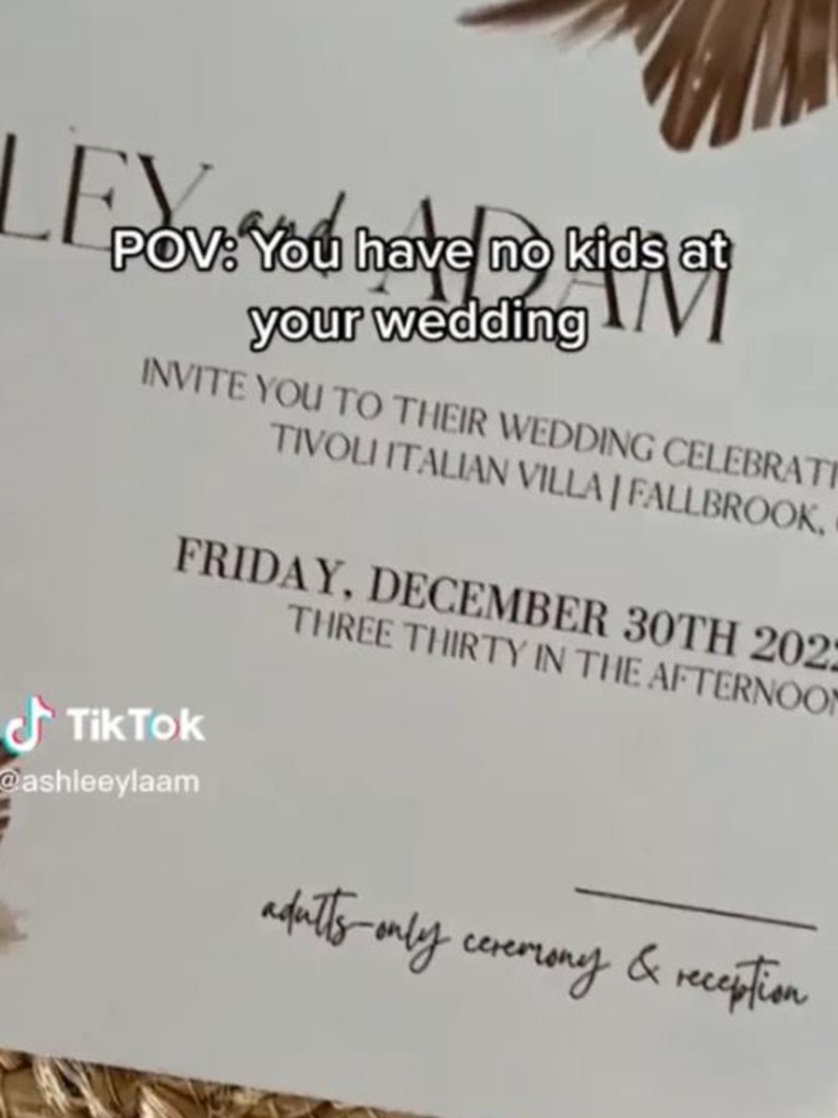 The wedding invitation said it was an ‘adults-only’ event. Picture: TikTok