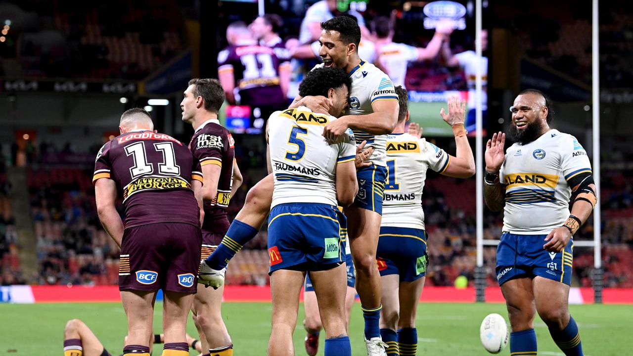 It was party time in Brisbane after the Eels smashed the Broncos last week. Picture: Bradley Kanaris / Getty Images