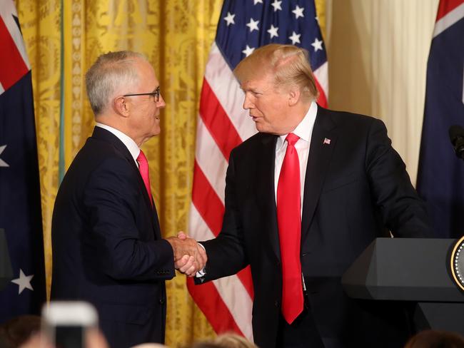 US President Donald Trump and Australian Prime Minister Malcolm Turnbull have confirmed Australia will be given an exemption from the US tariffs on steel and aluminium. Picture: Nathan Edwards