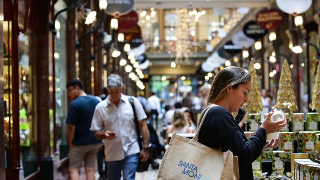 Shoppers in the Sydney CBD on Wednesday. Picture: Gaye Gerard